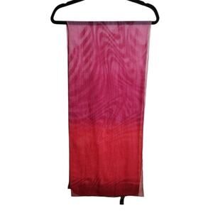 Made In Italy Scarf Pink Red Colorful Semi Sheer 59'' x 13.5'' Rolled Edge